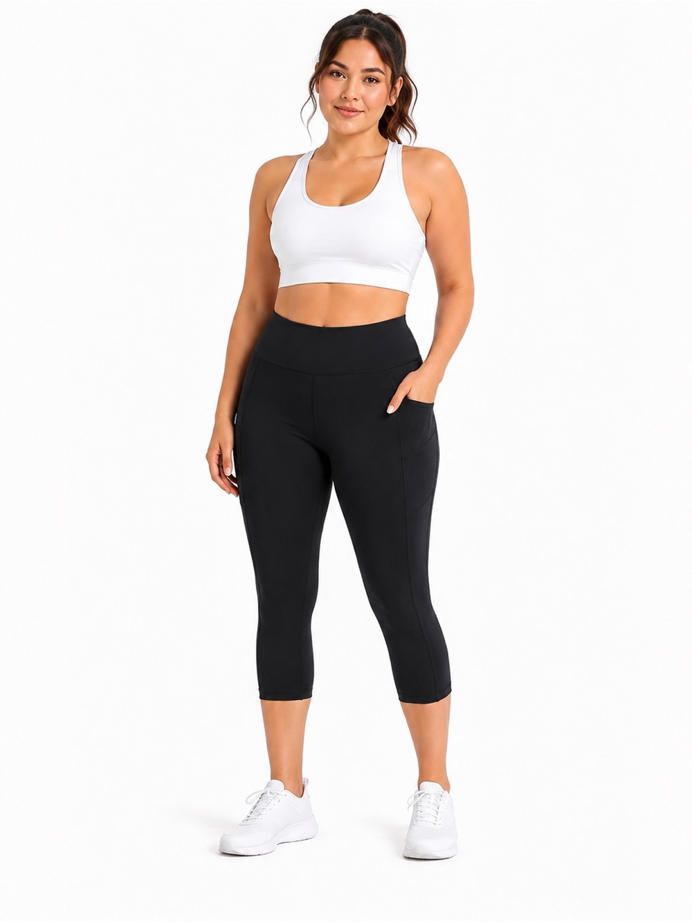 The Gym People Black High Waist Capri Leggings Pockets XL NWT